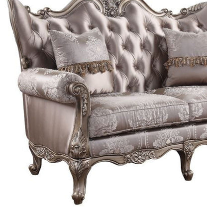 Silk Blend Loveseat And Toss Pillows - Pink / Platinum