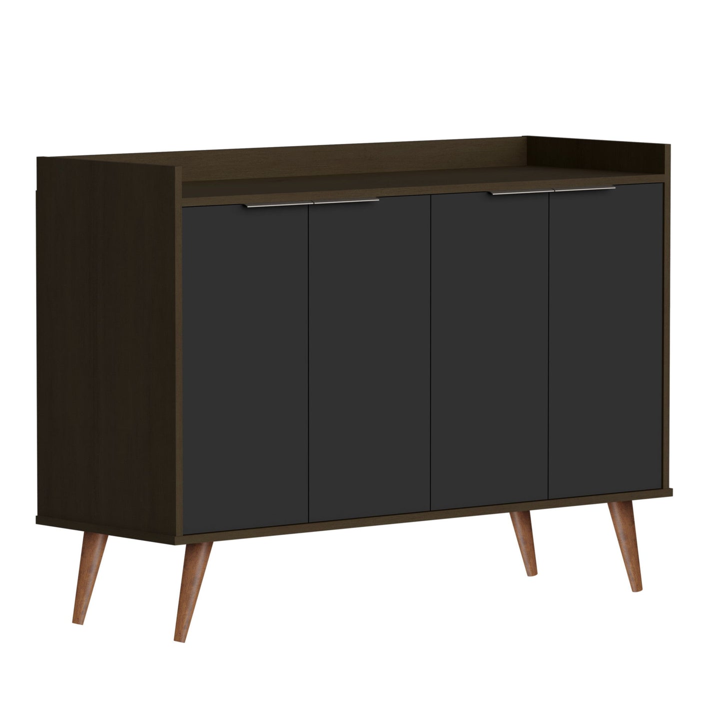 Buffet Accent Chest With Six Shelves - Dark Brown And Black