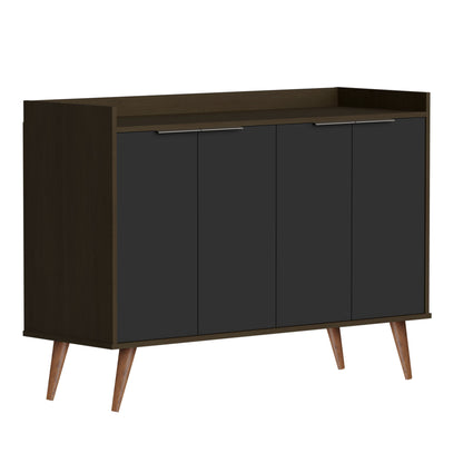 Buffet Accent Chest With Six Shelves - Dark Brown And Black