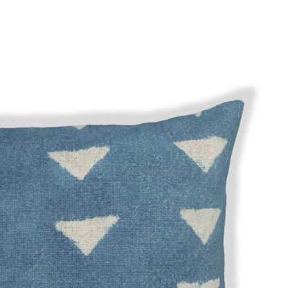 Indigo - Triangles Cotton Square Accent Pillow - Indigo