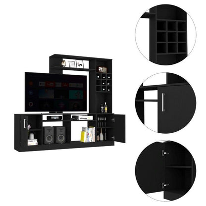 Particle Board Open Shelving Entertainment Center - Black