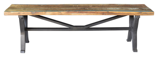 Distressed Solid Wood Dining Bench - Brown / Black