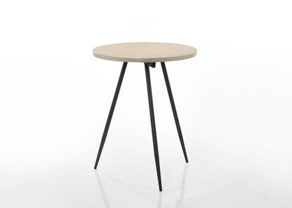 Neroli - 24" Contemporary Round Side Table With Black Metal Base - Oak White