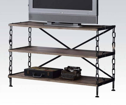 TV Stand - Rustic Oak / Antique Black