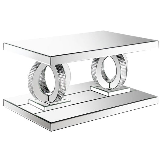 Breena - Rectangular Mirrored Acrylic Coffee Table - Silver