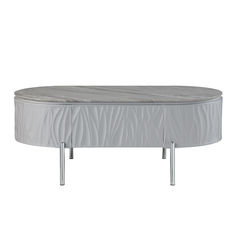 Yukino - Coffee Table - Gray High & Chrome