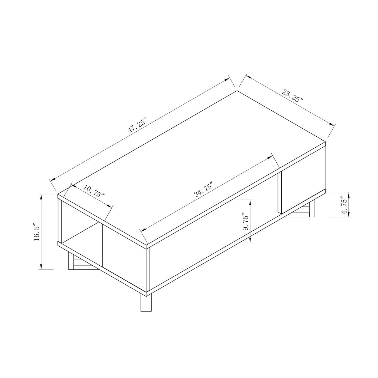 Coffee Table - Distressed Gray / Black