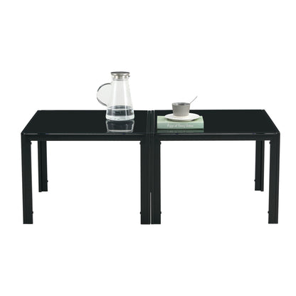 Coffee Table (Set of 2), Square Modern Table With Tempered Glass Finish For Living Room