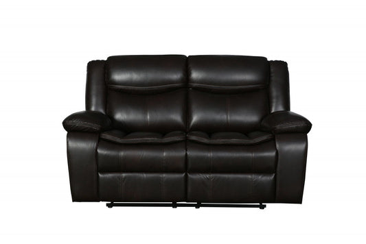 Faux Leather Love Seat Manual Reclining - Brown