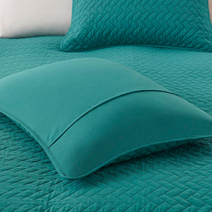 3 Piece Luxurious Oversized Quilt Set - Peacock