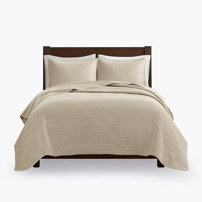 3 Piece Luxurious Oversized Quilt Set, Linen