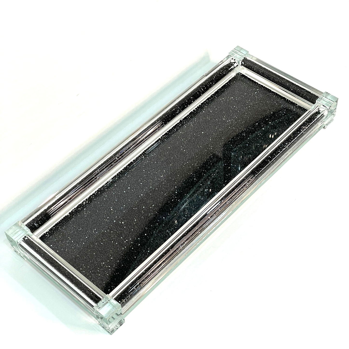 Ambrose Exquisite Medium Glass Tray In Gift Box - Black