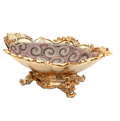 Ambrose Chrome Plated Crystal Embellished Ceramic Bowl - Gold