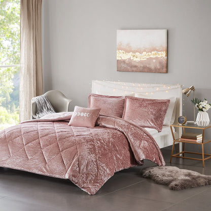 Felicia Velvet Comforter Set - Pink