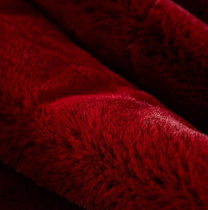 Cassilda Luxury Chinchilla Faux Fur Throw Blanket (50" X 60") - Red