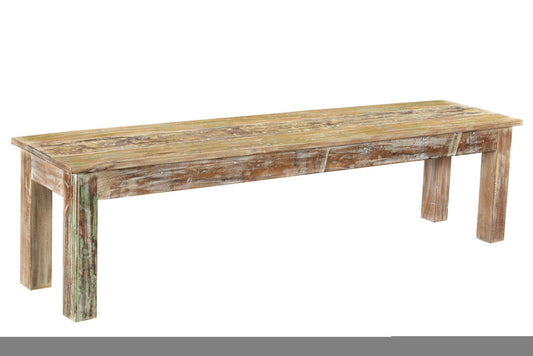 Distressed Solid Wood Dining Bench - Brown