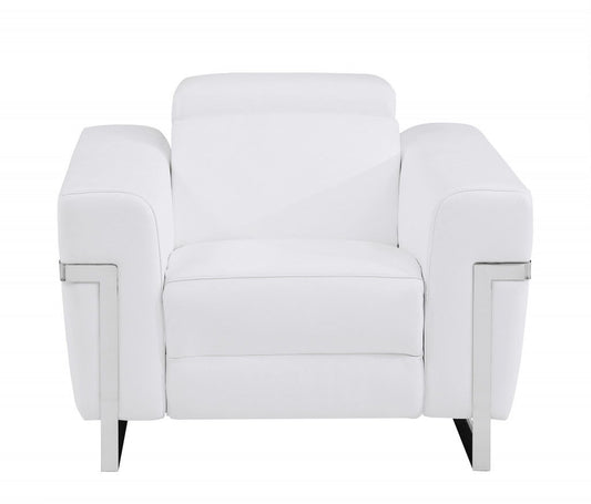 Italian Leather, Power Recliner Chair - White