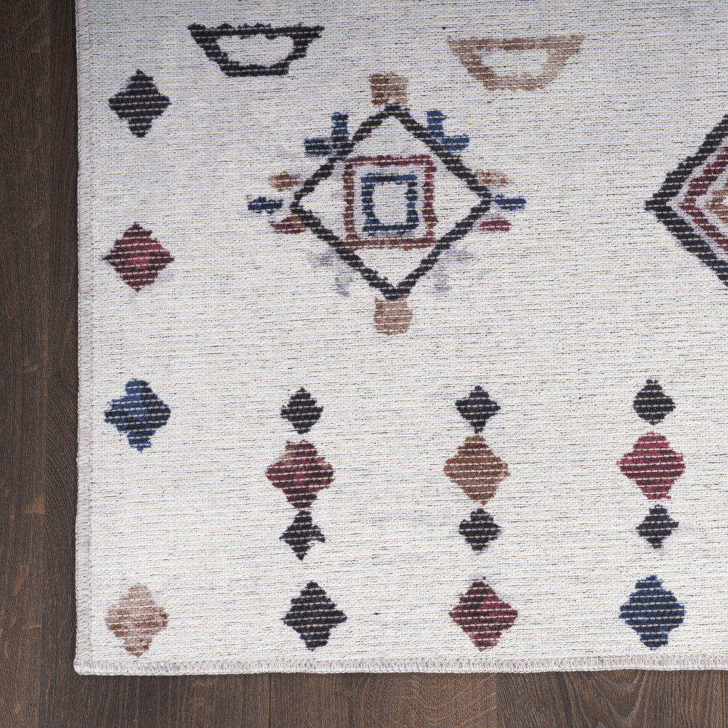 6' x 9' Geometric Power Loom Washable Area Rug - Gray And Brown