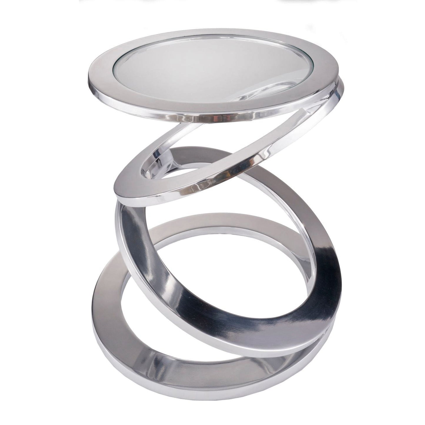 Glass Round End Table - Silver