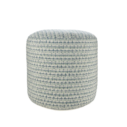 Polyester Round Geometric Indoor Outdoor Pouf Ottoman - Blue