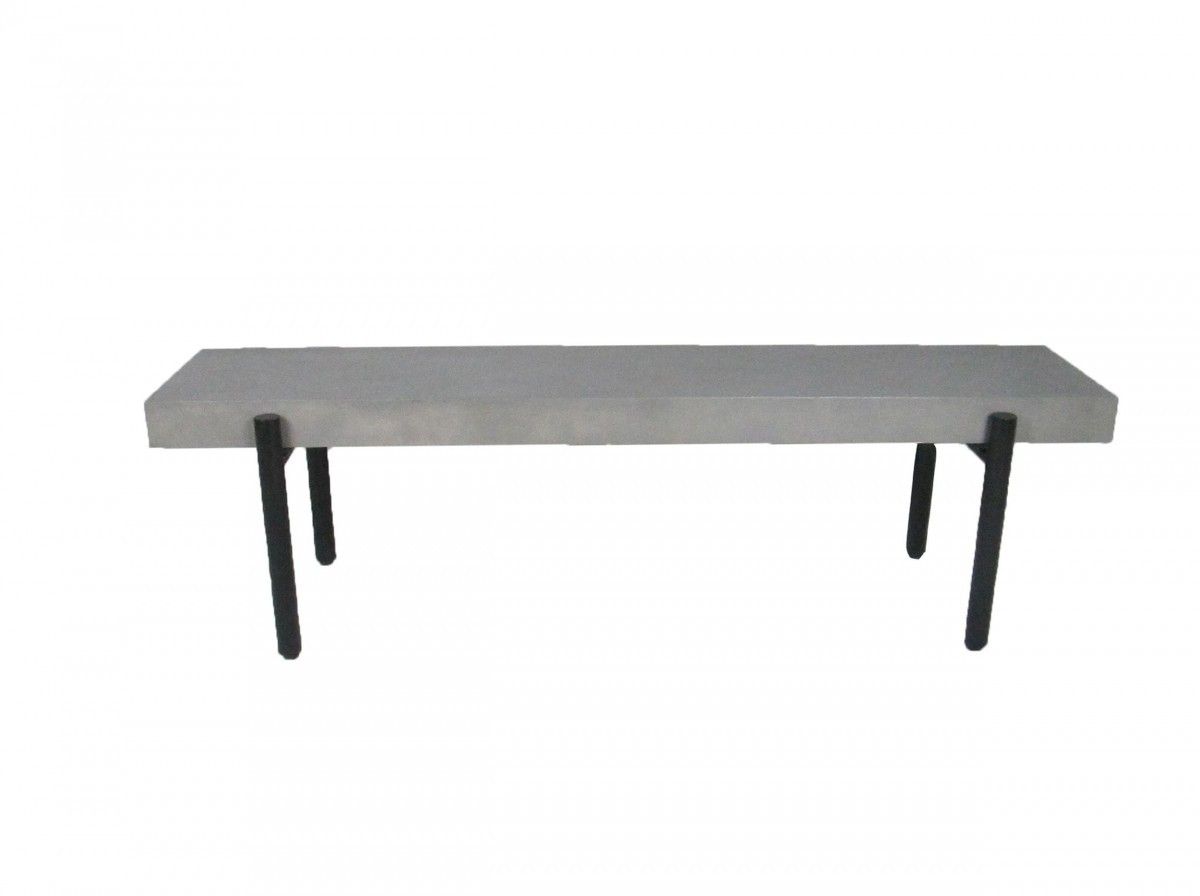 Concrete Dining Bench - Gray / Black