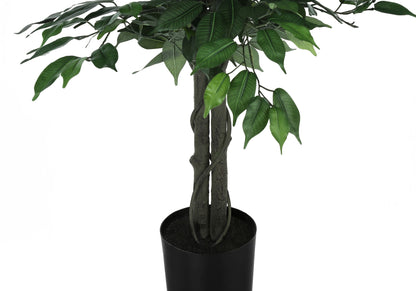 58" Tall, Artificial Plant, Ficus Tree, Indoor, Faux, Fake, Floor, Greenery, Potted, Decorative - Green / Black