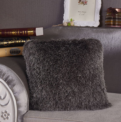 Decorative Shaggy Pillow With Lurex (18 In X 18 In) - Gray