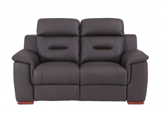 Faux Leather Manual Reclining Love Seat - Brown