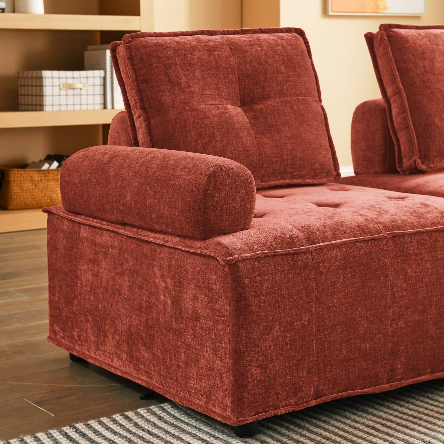 L-Shape Modular Sectional Sofa, DIY Combination, Chenille