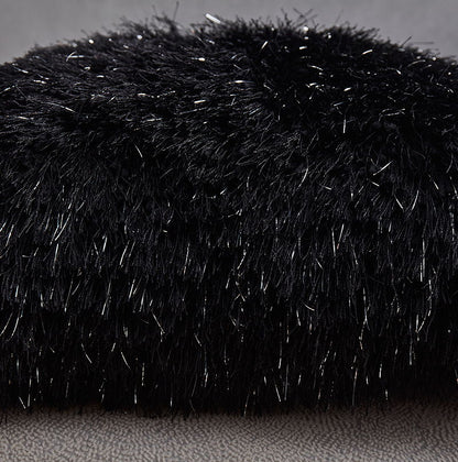 Decorative Shaggy Pillow With Lurex (18 In X 18 In) - Black