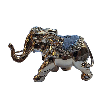 Ambrose Delightfully Extravagant Gold Plated Elephant With Embedded Stone Saddle (12" X 6"W X 7. 5"H)