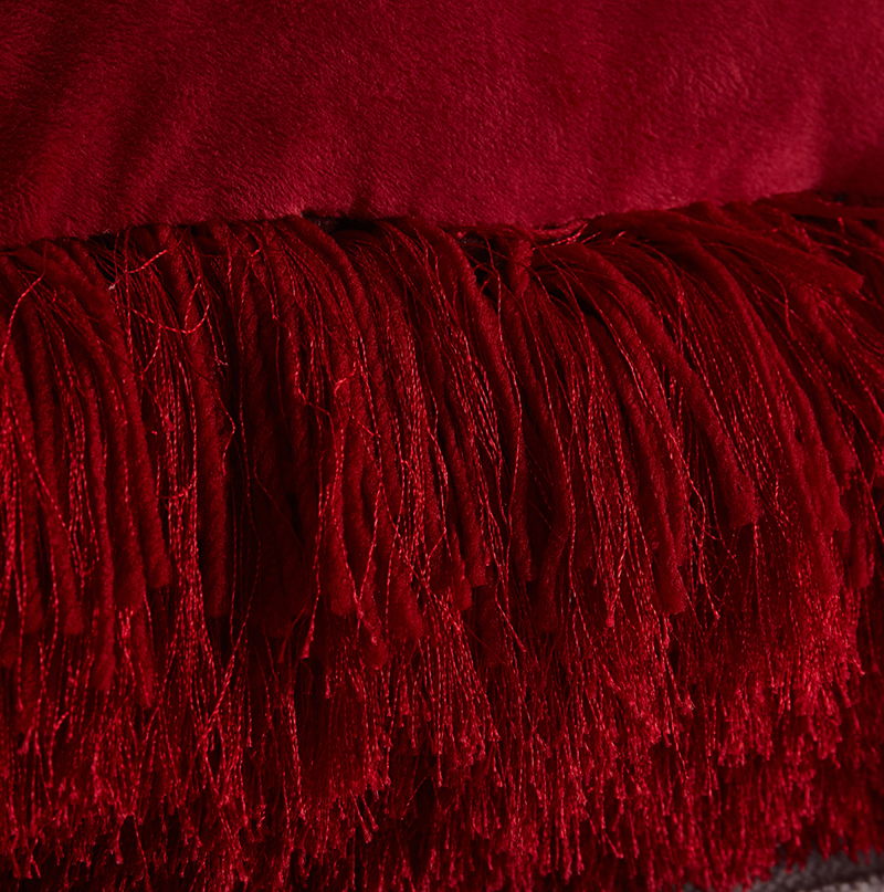 Decorative Shaggy Pillow (18 In X 18 In) - Red