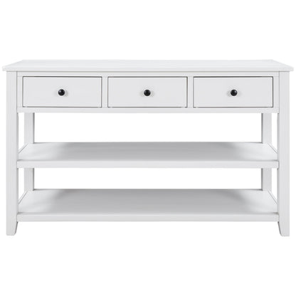 Gewnee - 3 Tier Console Table With 3 Drawers And Shelves - White