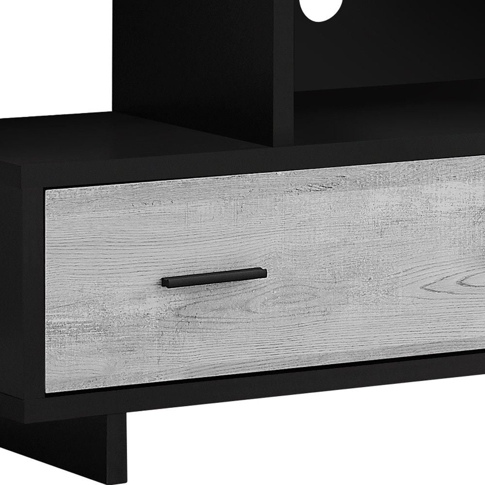 Wooden Open Shelving TV Stand - Black / Gray