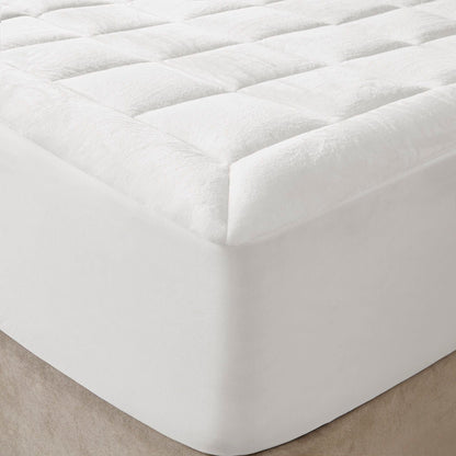 OverfilLED Plush Hypoallergenic Down Alternative Waterproof Mattress Pad, White