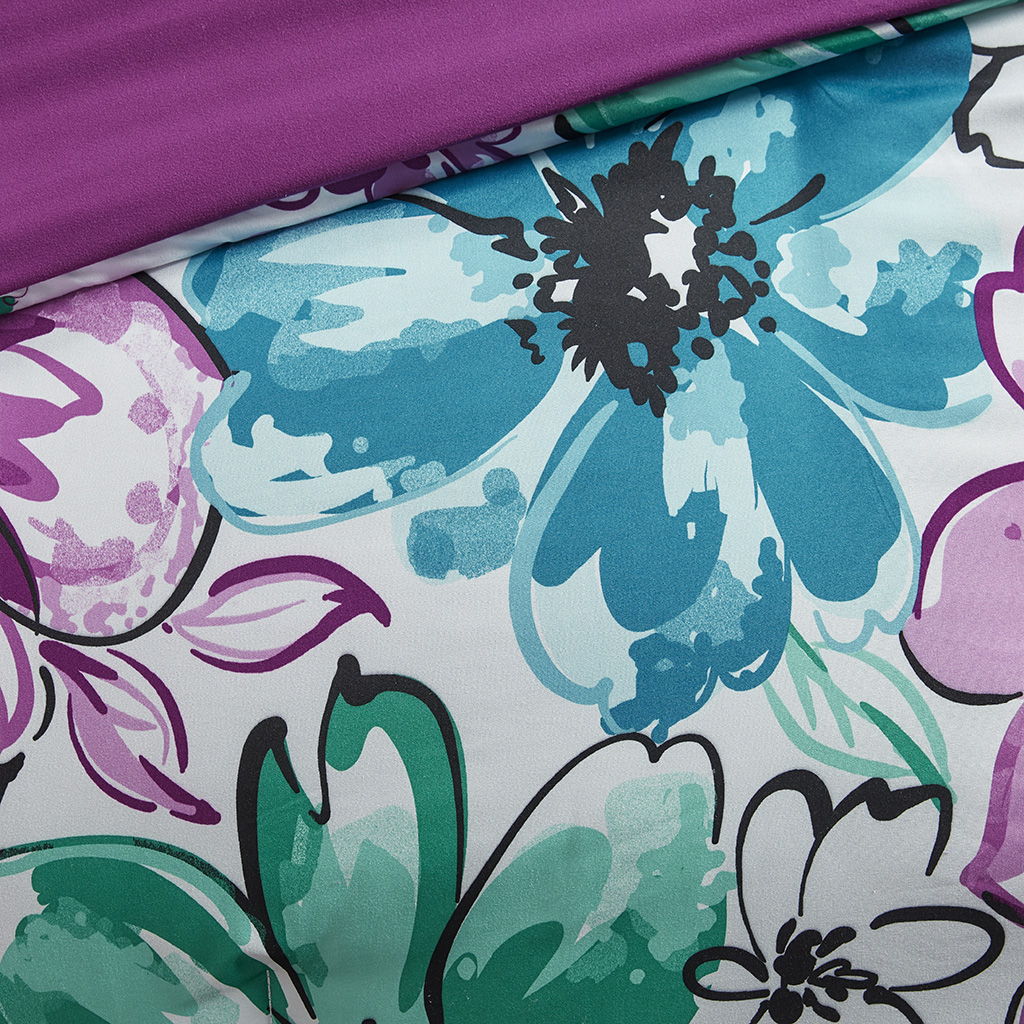 Floral Comforter Set - Blue