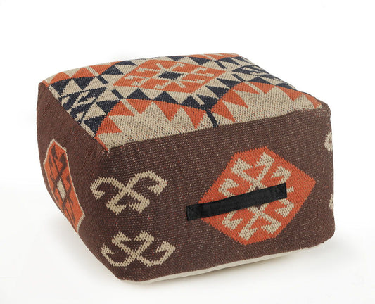 Cotton Blend Ottoman - Brown