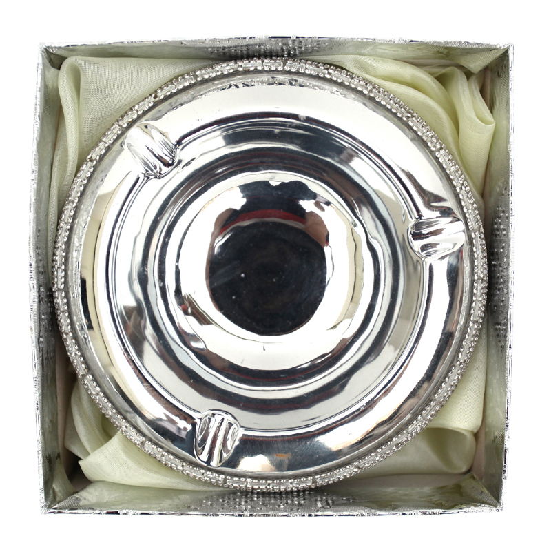 Ambrose - Chrome Plated Crystal Embellished Ceramic Ashtray - Silver