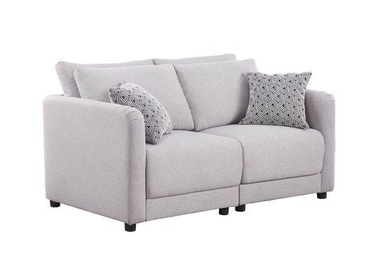 Penelope - Fabric Loveseat With Pillows - Light Gray