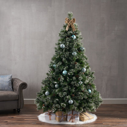 7' Faux Cashmere And Snow Bristle Mixed Tree With 75Pine Cones And 900Multi Lights - Ul, 1233Tips