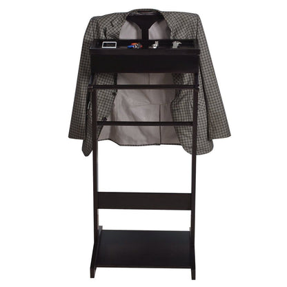 Black Portable Garment Rack, Clothes Valet Stand With Storage Organizer