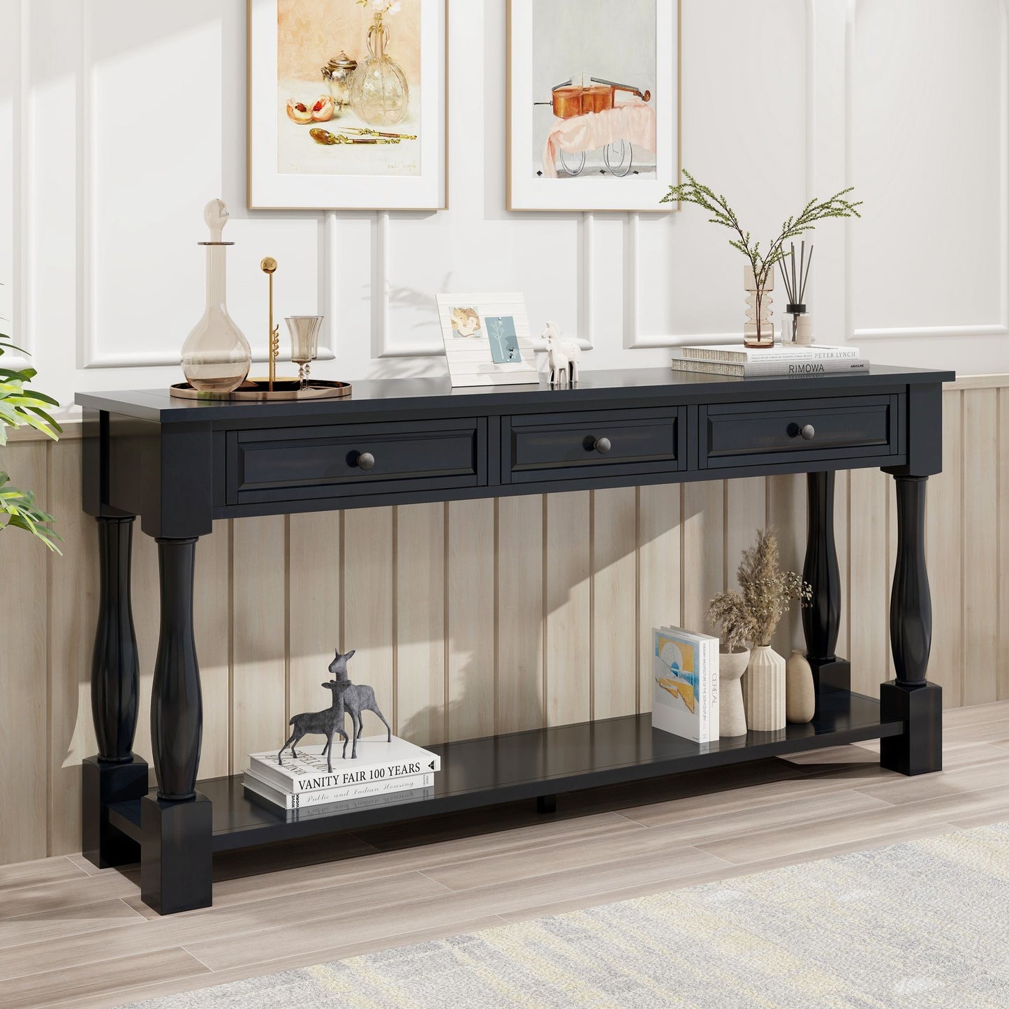 Console Table Long Console Table With Drawers And Shelf For Entryway, Hallway, Living Room