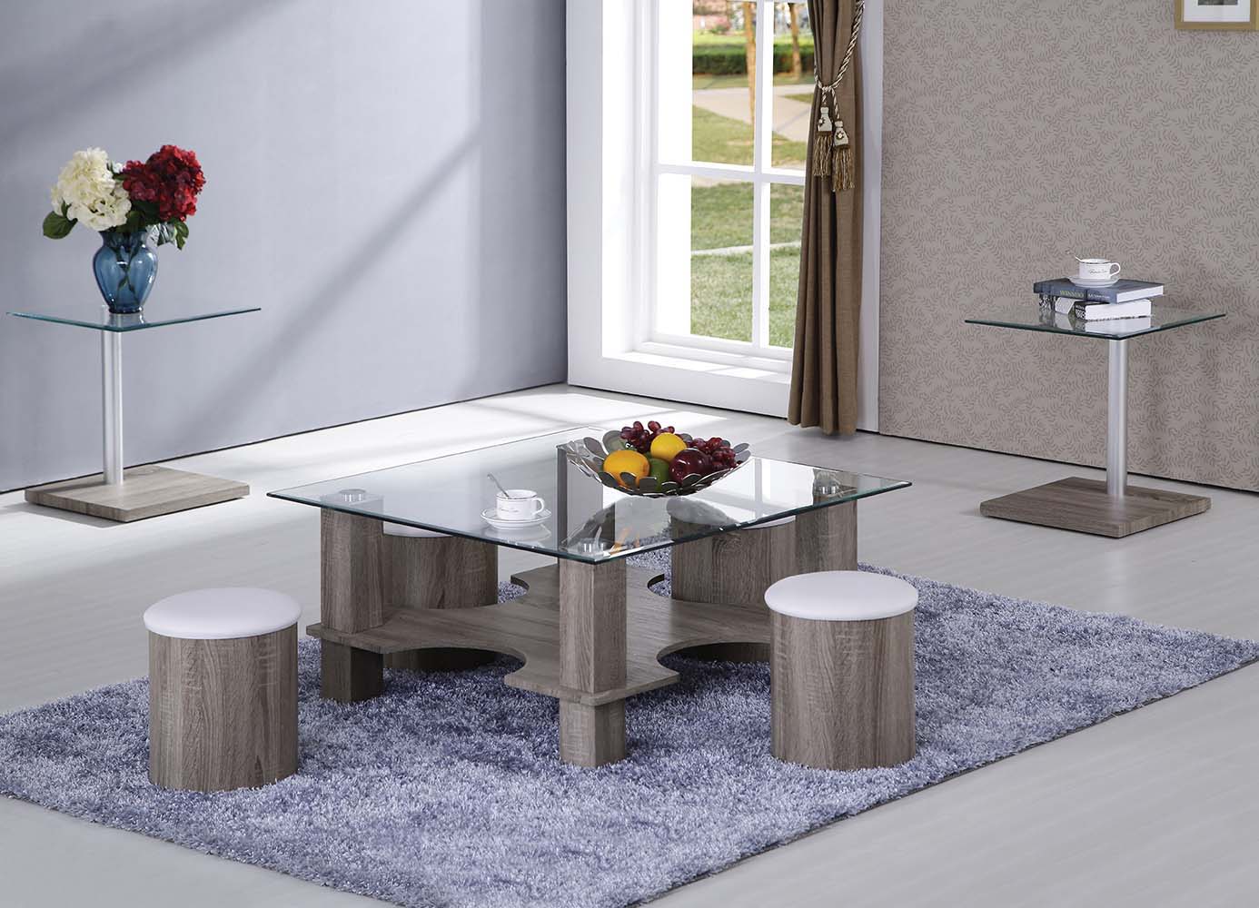 Haden - End Table - Dark Grain & Clear Glass