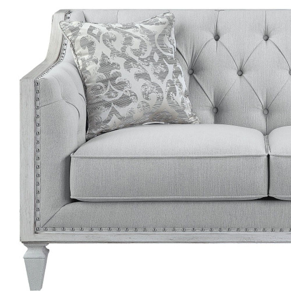 Loveseat And Toss Pillows - Light Gray / Off White