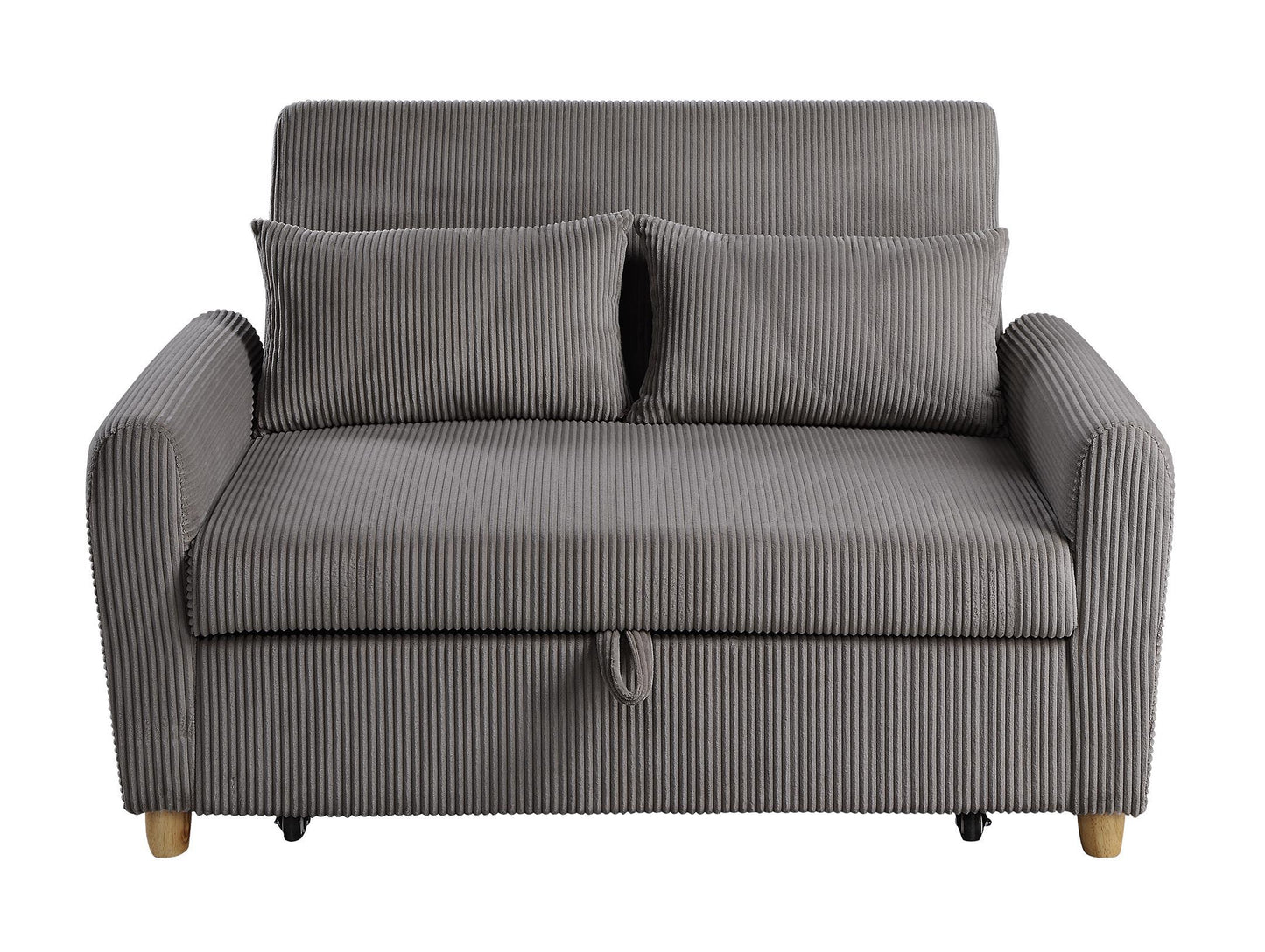 Justine - Corduroy Convertible Sleeper Loveseat - Brown