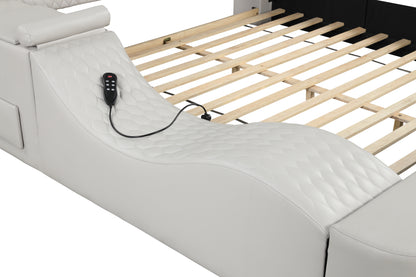 Zoya Smart Multifunctional Queen Size Bed Made with Wood in White