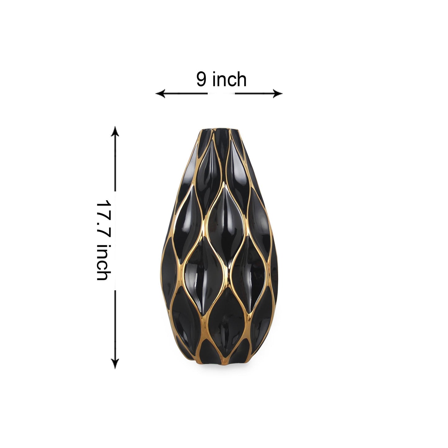 Elegant Black Ceramic Vase With Gold Accents - Timeless Home Decor