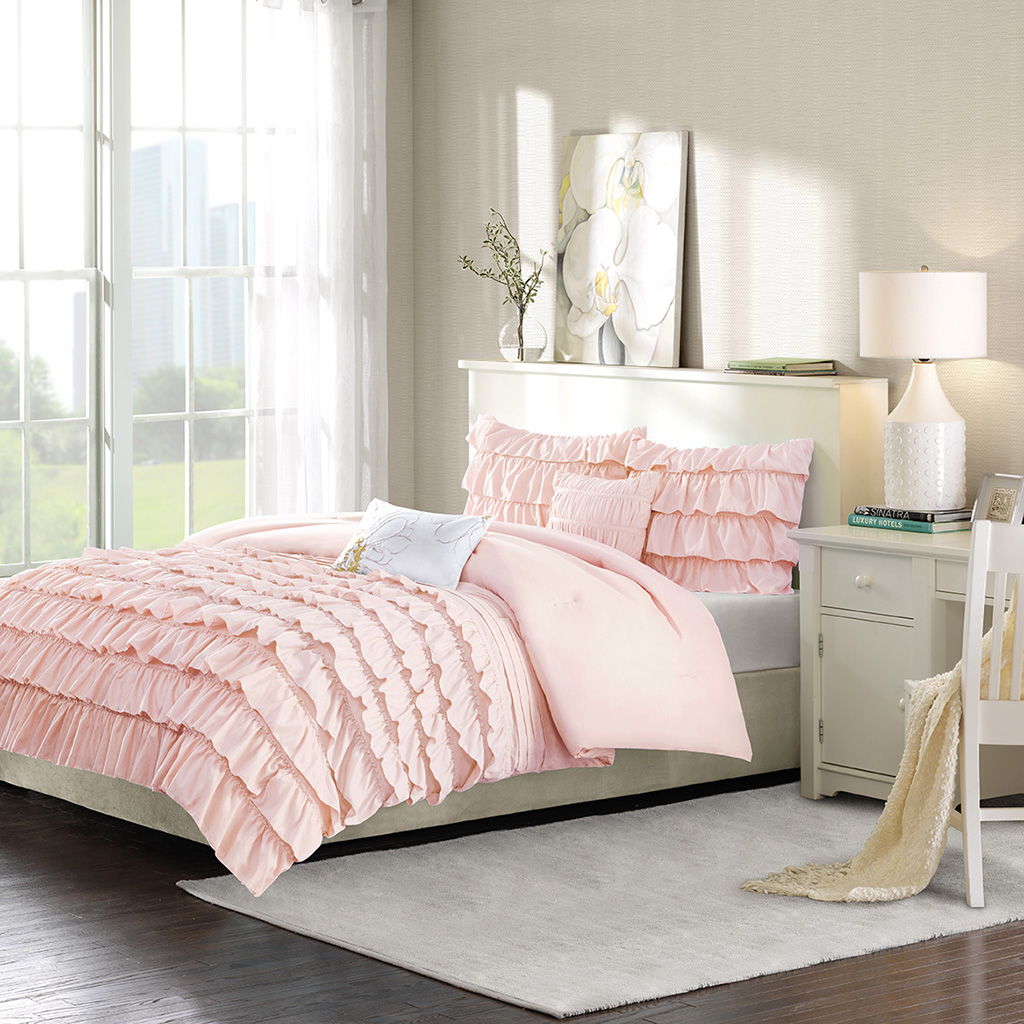 Waterfall Twin Long Comforter Set - Pink