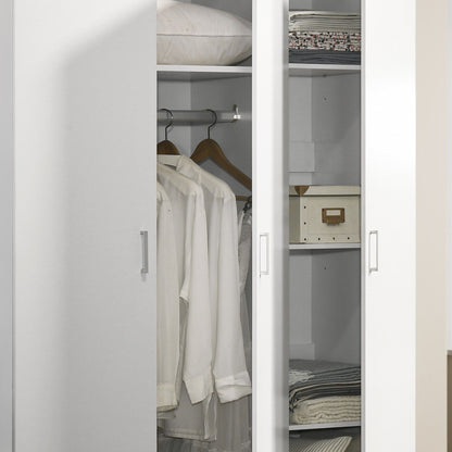 Declan - 3-Door Wardrobe Cabinet Armoire With Storage Shelves And Hanging Rod - White