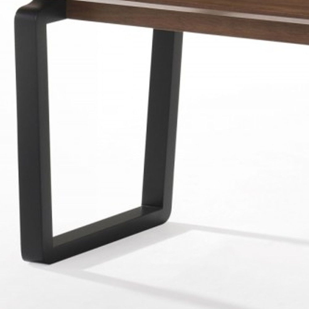 Rectangular Modern Finish Dining Bench With Black Metal U Shaped Legs - Walnut